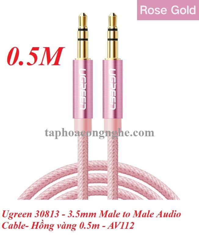 Ugreen 30813 0.5M màu Hồng Cáp âm thanh 2 đầu 3.5mm dương AV112 30030813